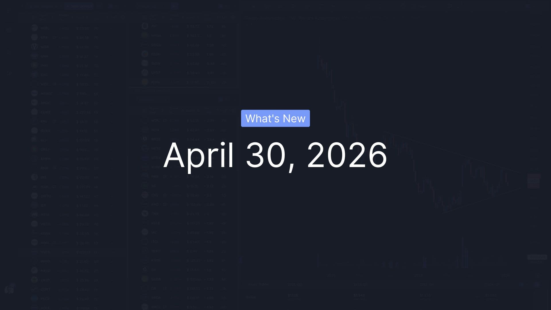 What's New - April 30, 2026